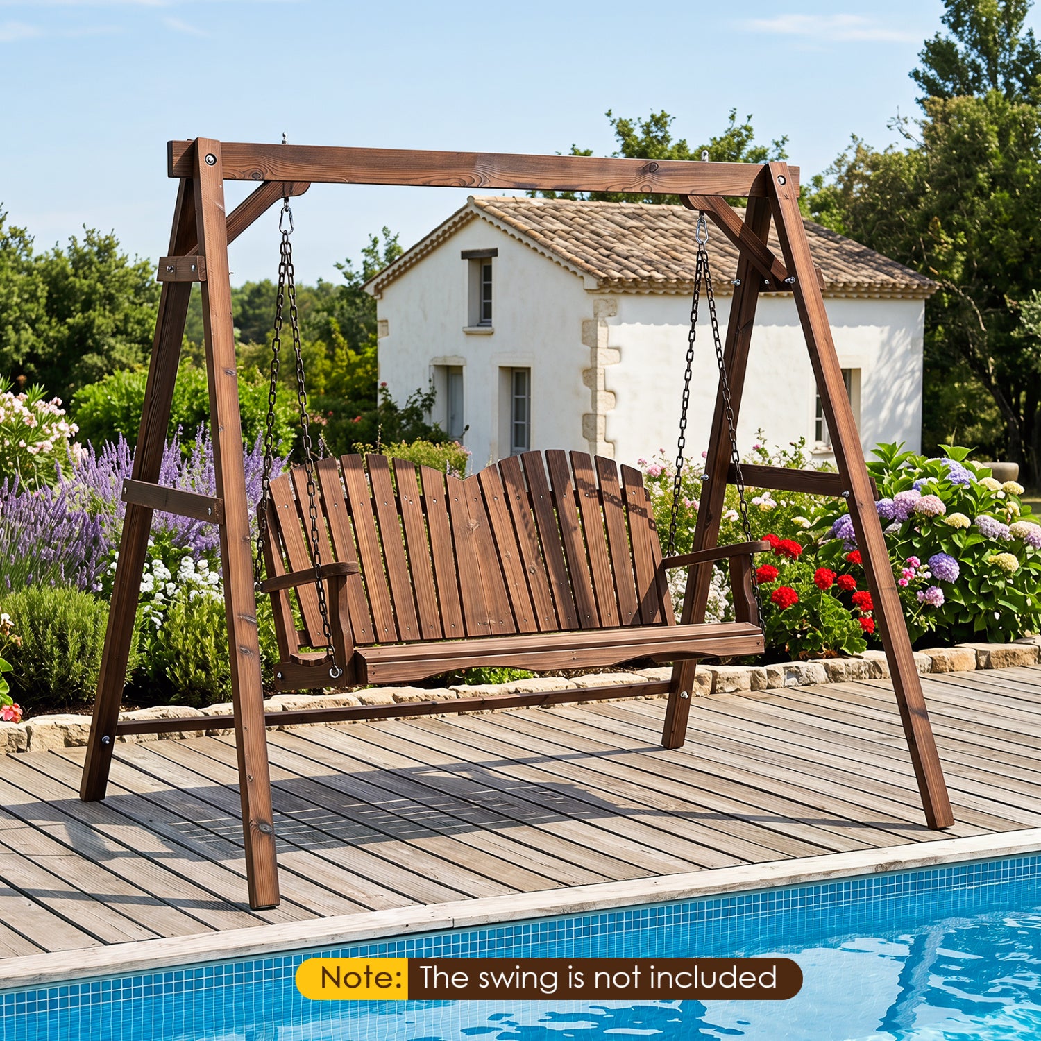 Heavy-Duty Carbonized Fir Wood Swing Frame with Reinforced Bars and 2 Hanging Rings, Brown Porch Swings at Gallery Canada