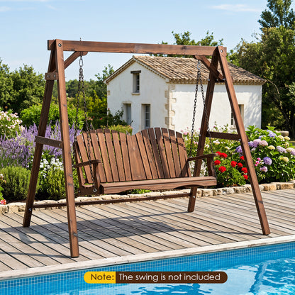 Heavy-Duty Carbonized Fir Wood Swing Frame with Reinforced Bars and 2 Hanging Rings, Brown Porch Swings at Gallery Canada