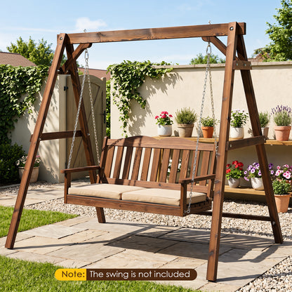 Heavy-Duty Carbonized Fir Wood Swing Frame with Reinforced Bars and 2 Hanging Rings, Brown Porch Swings at Gallery Canada