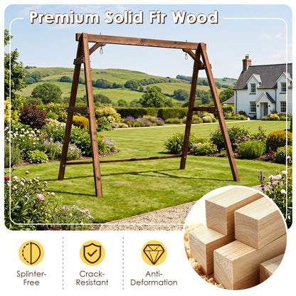 Heavy-Duty Carbonized Fir Wood Swing Frame with Reinforced Bars and 2 Hanging Rings, Brown Porch Swings at Gallery Canada