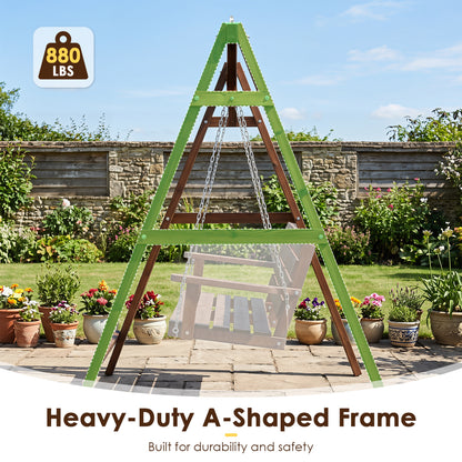Heavy-Duty Carbonized Fir Wood Swing Frame with Reinforced Bars and 2 Hanging Rings, Brown Porch Swings at Gallery Canada