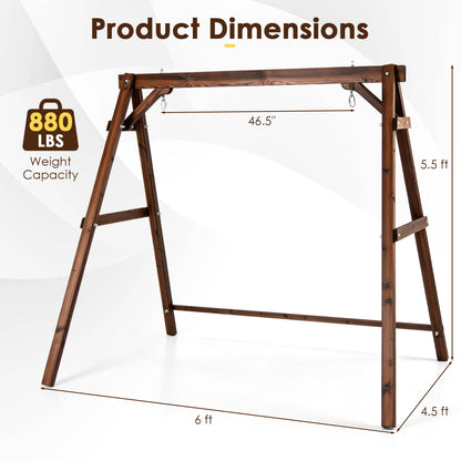 Heavy-Duty Carbonized Fir Wood Swing Frame with Reinforced Bars and 2 Hanging Rings, Brown Porch Swings at Gallery Canada