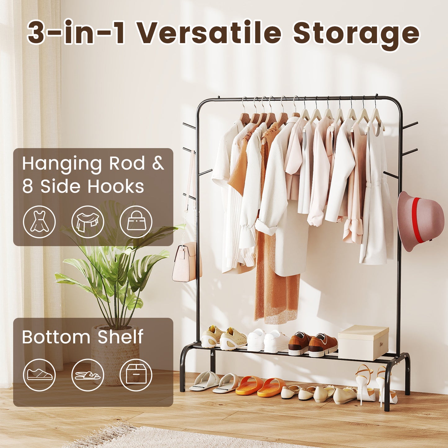Heavy Duty Clothes Rack, 50-Inch Wide Metal Garment Wardrobe, Black Clothing & Closet Storage at Gallery Canada