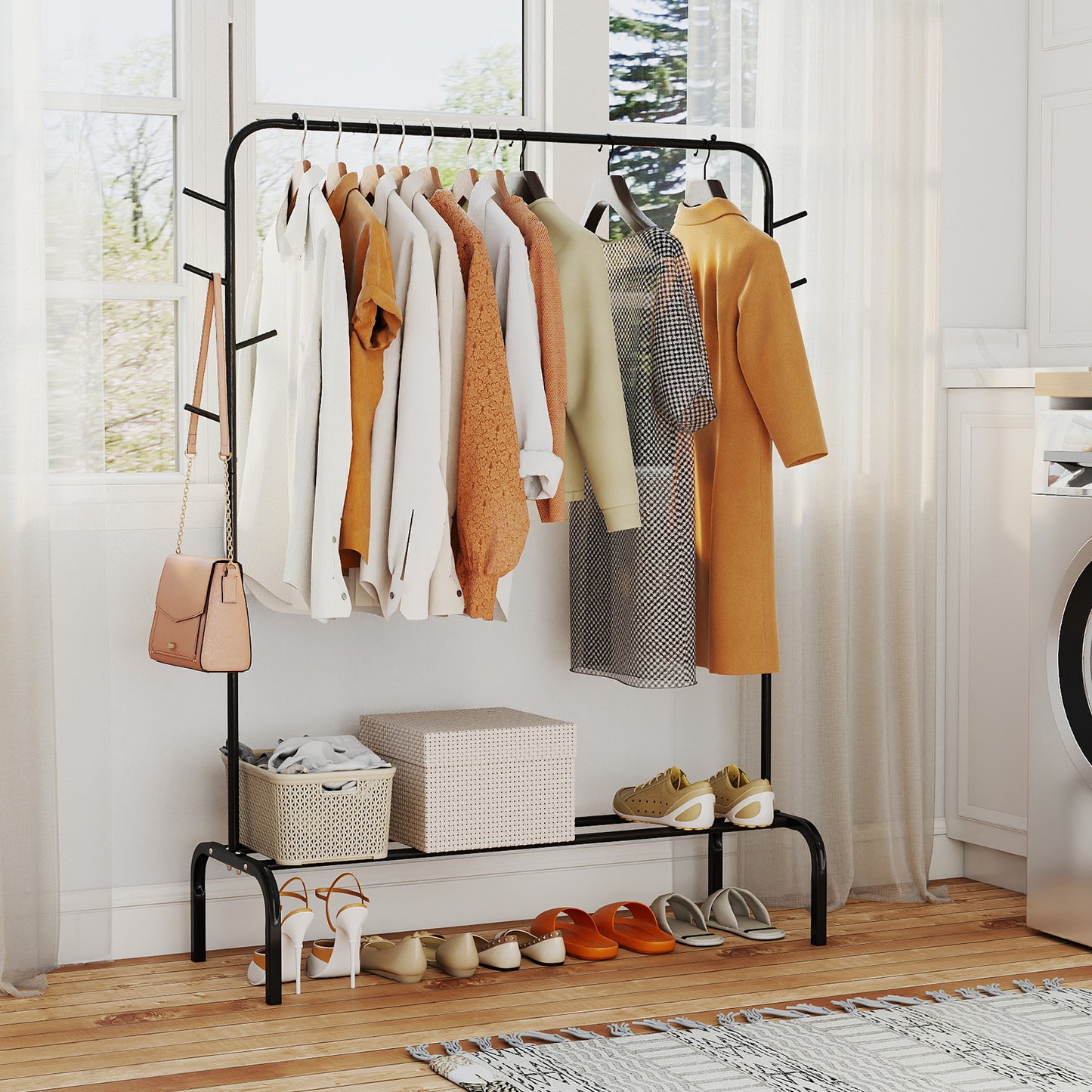 Heavy Duty Clothes Rack, 50-Inch Wide Metal Garment Wardrobe, Black Clothing & Closet Storage at Gallery Canada