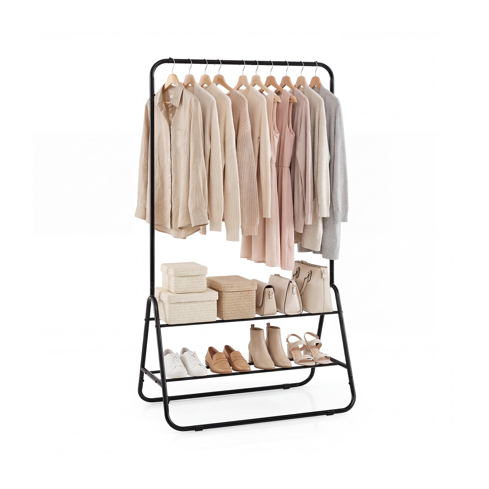 Heavy Duty Clothes Rack, Hanging Rod, Storage Shelves, Black Clothing & Closet Storage Black at Gallery Canada