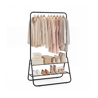 Heavy Duty Clothes Rack, Hanging Rod, Storage Shelves, Black Clothing & Closet Storage Black at Gallery Canada