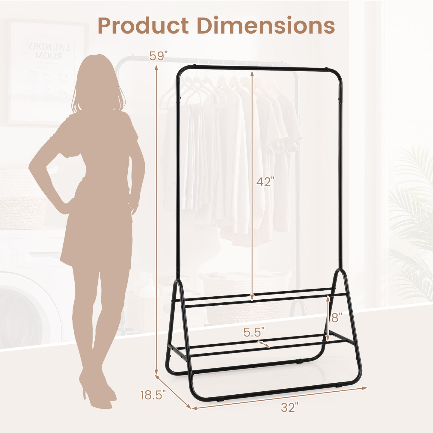 Heavy Duty Clothes Rack, Hanging Rod, Storage Shelves, Black Clothing & Closet Storage at Gallery Canada