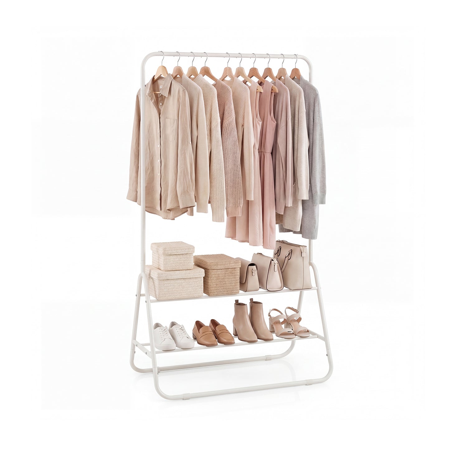 Heavy Duty Clothes Rack, With Hanging Rod And Storage Shelves, White Clothing & Closet Storage White at Gallery Canada