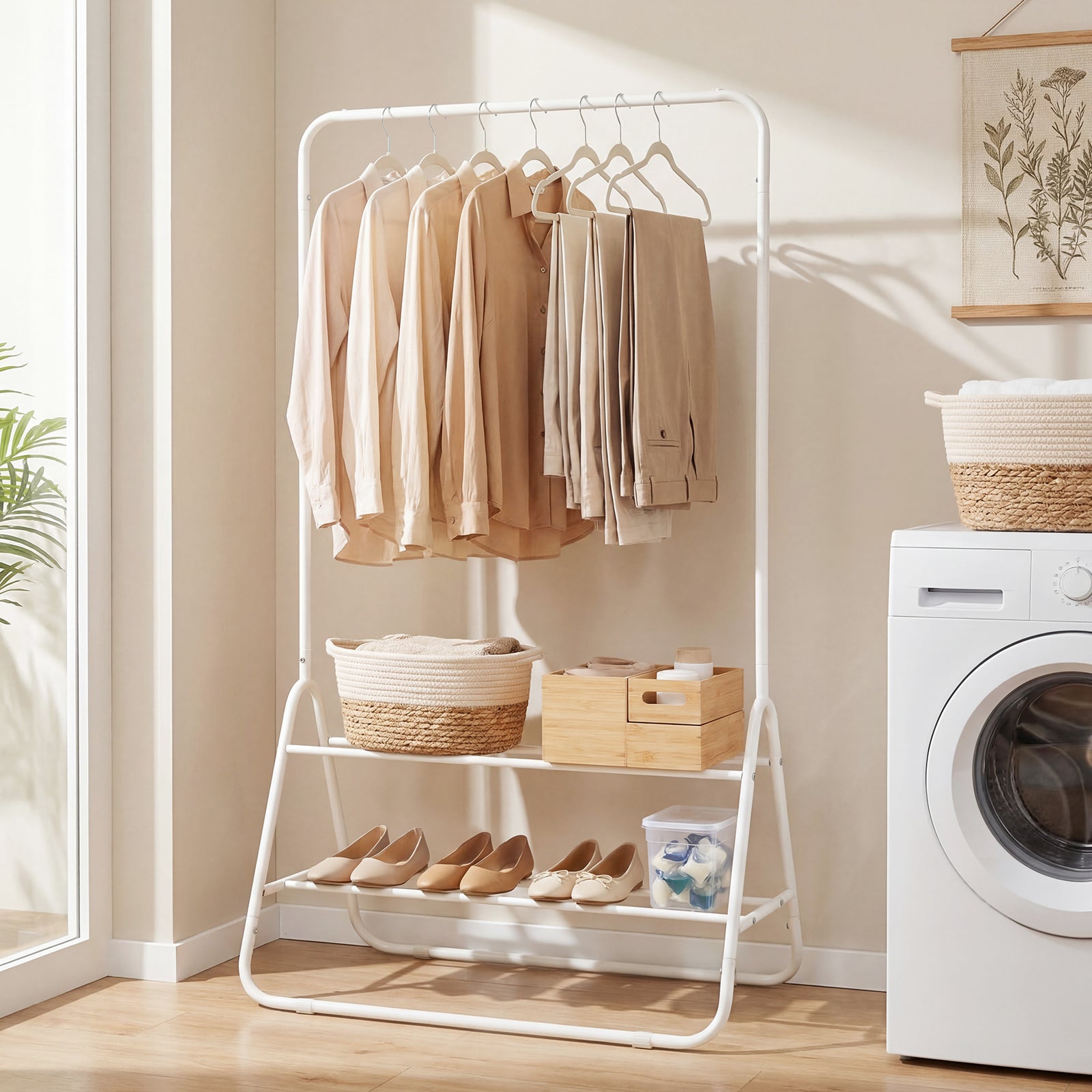 Heavy Duty Clothes Rack, With Hanging Rod And Storage Shelves, White Clothing & Closet Storage at Gallery Canada