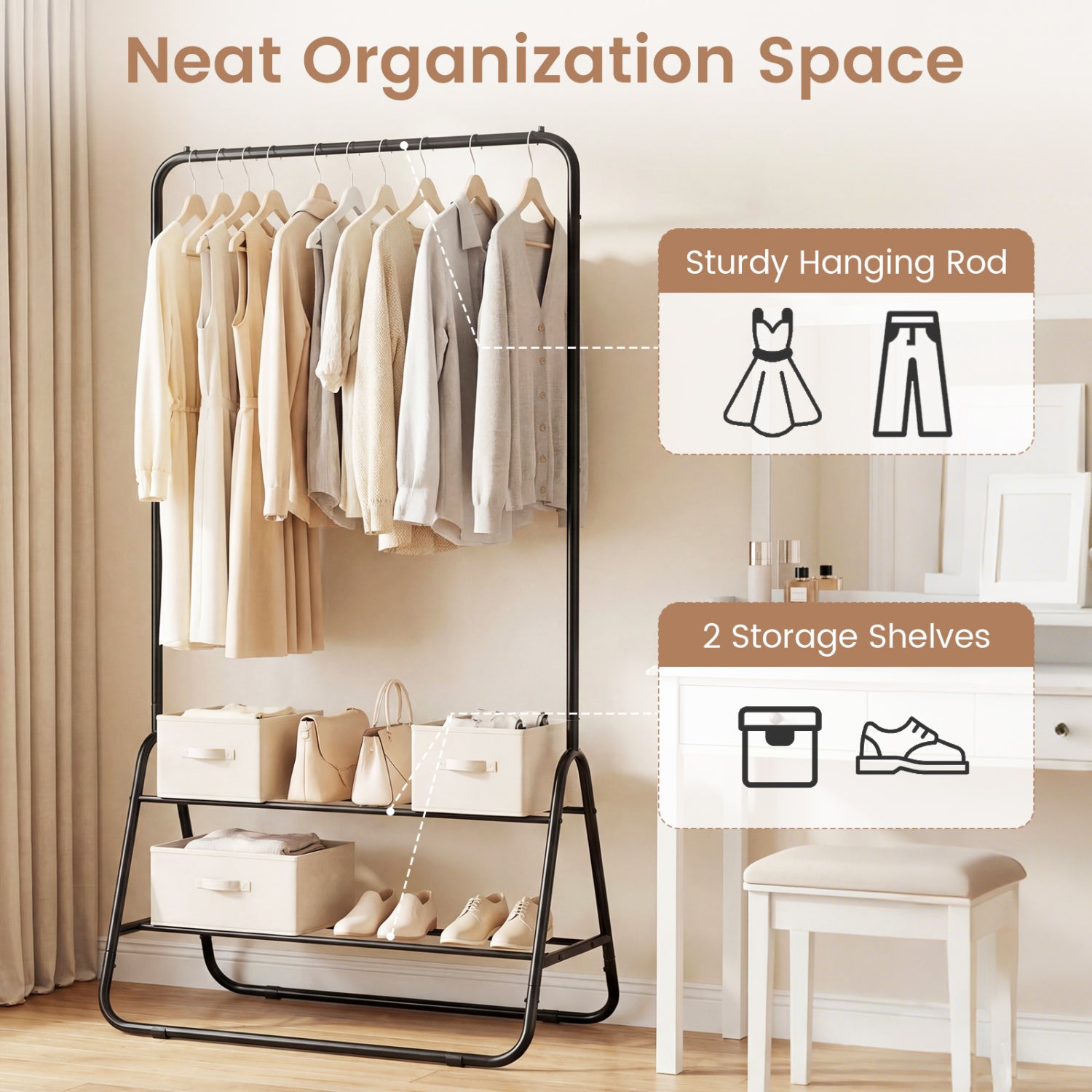 Heavy Duty Clothes Rack, Hanging Rod, Storage Shelves, Black Clothing & Closet Storage at Gallery Canada
