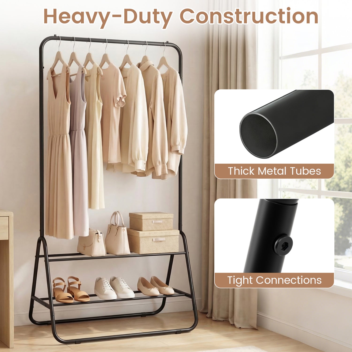 Heavy Duty Clothes Rack, Hanging Rod, Storage Shelves, Black Clothing & Closet Storage at Gallery Canada