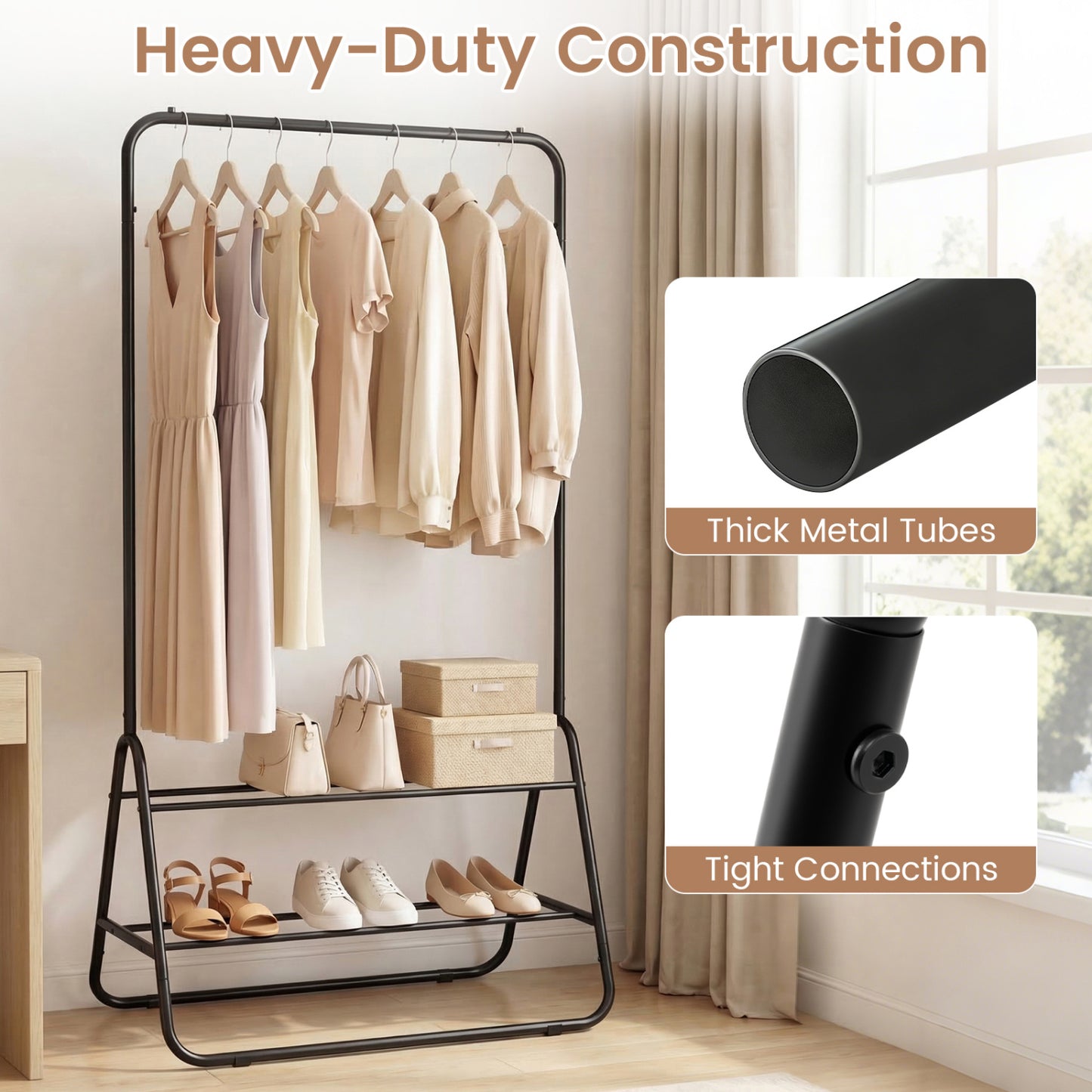 Heavy Duty Clothes Rack, Hanging Rod, Storage Shelves, Black Clothing & Closet Storage at Gallery Canada