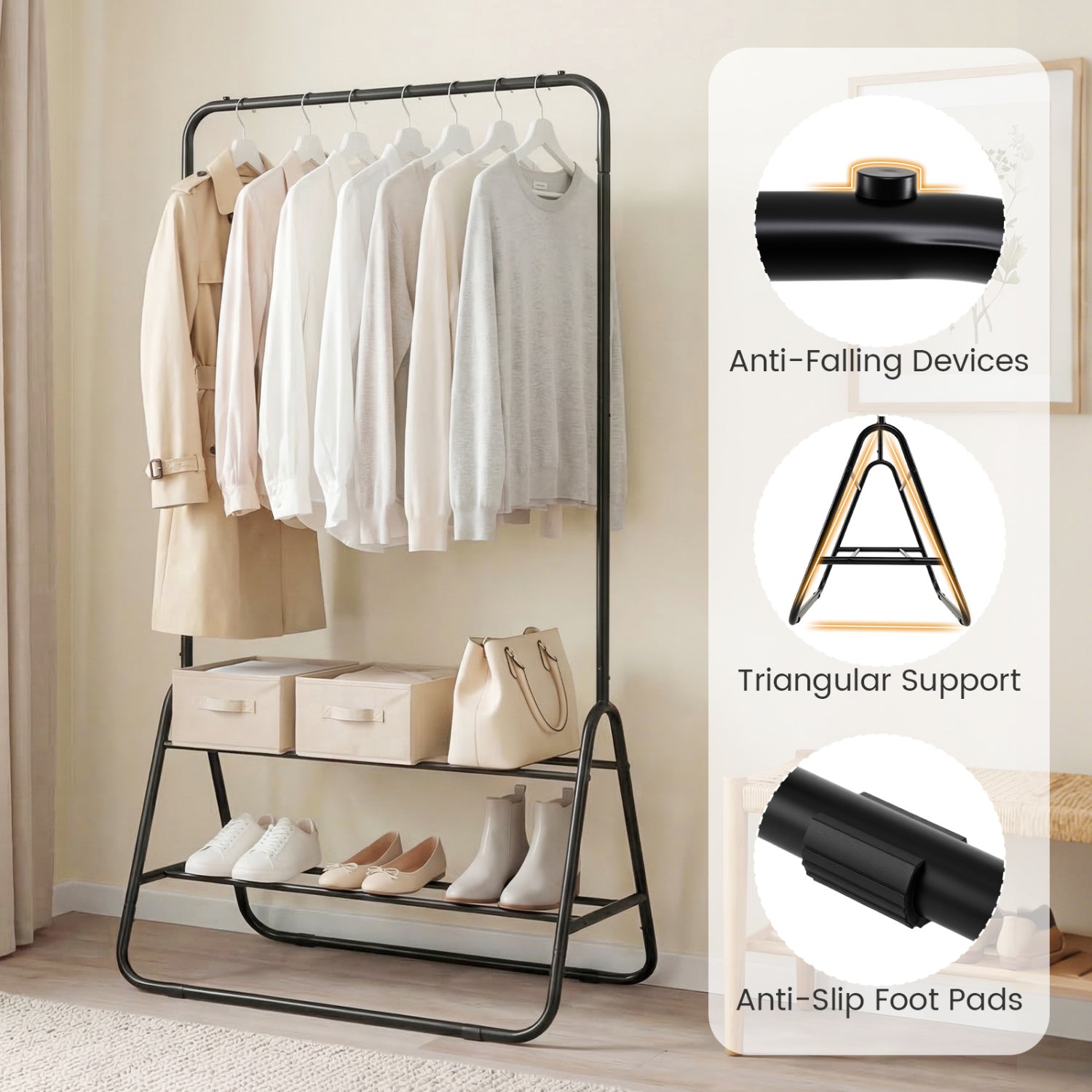 Heavy Duty Clothes Rack, Hanging Rod, Storage Shelves, Black Clothing & Closet Storage at Gallery Canada