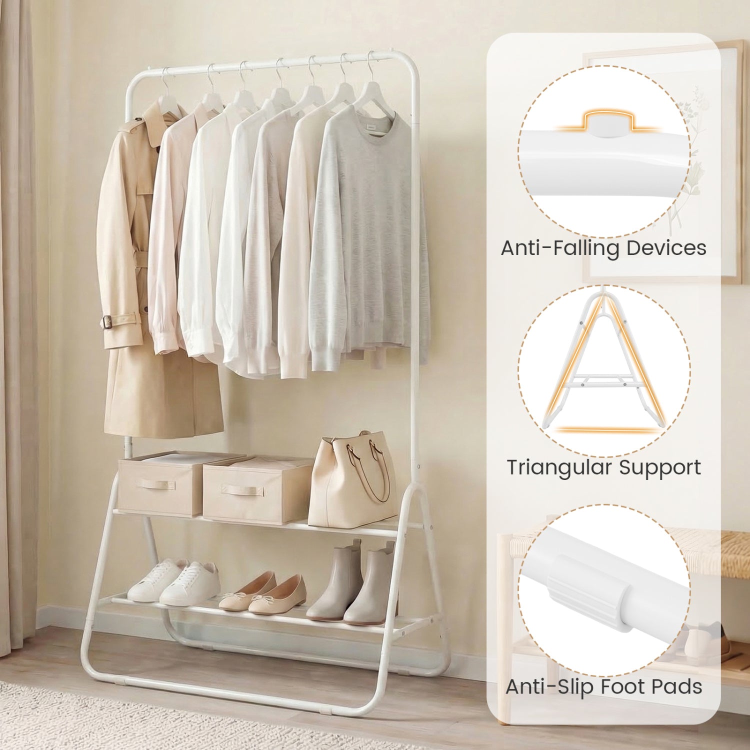 Heavy Duty Clothes Rack, With Hanging Rod And Storage Shelves, White Clothing & Closet Storage at Gallery Canada