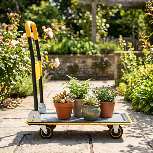 Heavy Duty Foldable Push Cart Dolly, 560 Lbs, Yellow