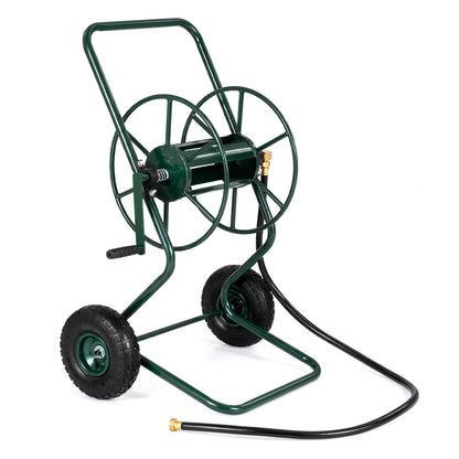 Heavy Duty Garden Hose Reel Cart, 300 FT 5/8" Hose, Green