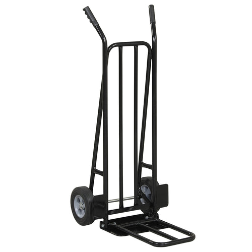 Heavy Duty Hand Truck Dolly with Dual Foldable Nose Plates, Black