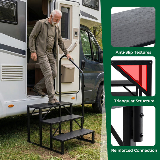 Heavy Duty Hot Tub Stair, Wide Anti-Slip Platform, Black Ladders Black at Gallery Canada