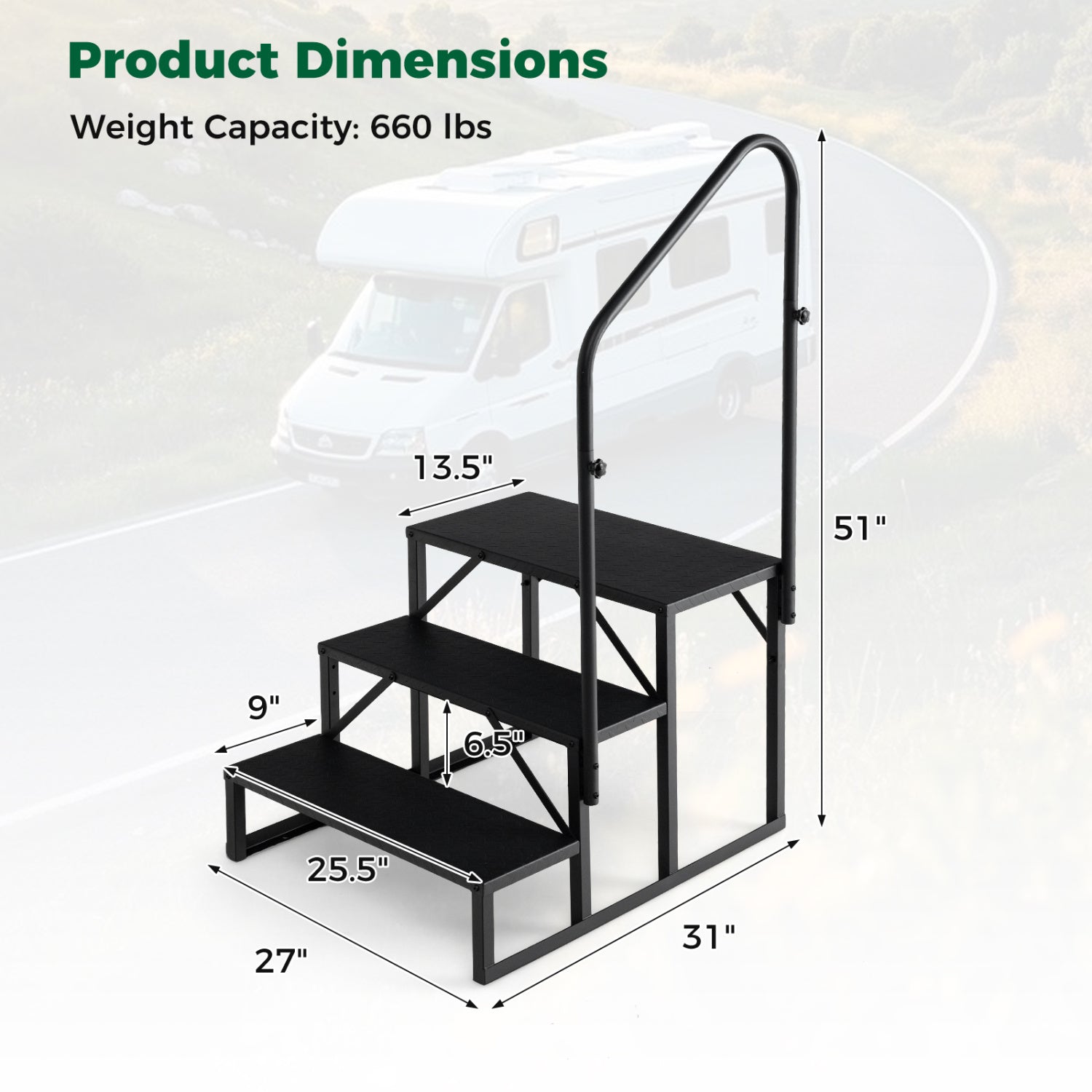 Heavy Duty Hot Tub Stair, Wide Anti-Slip Platform, Black Ladders at Gallery Canada