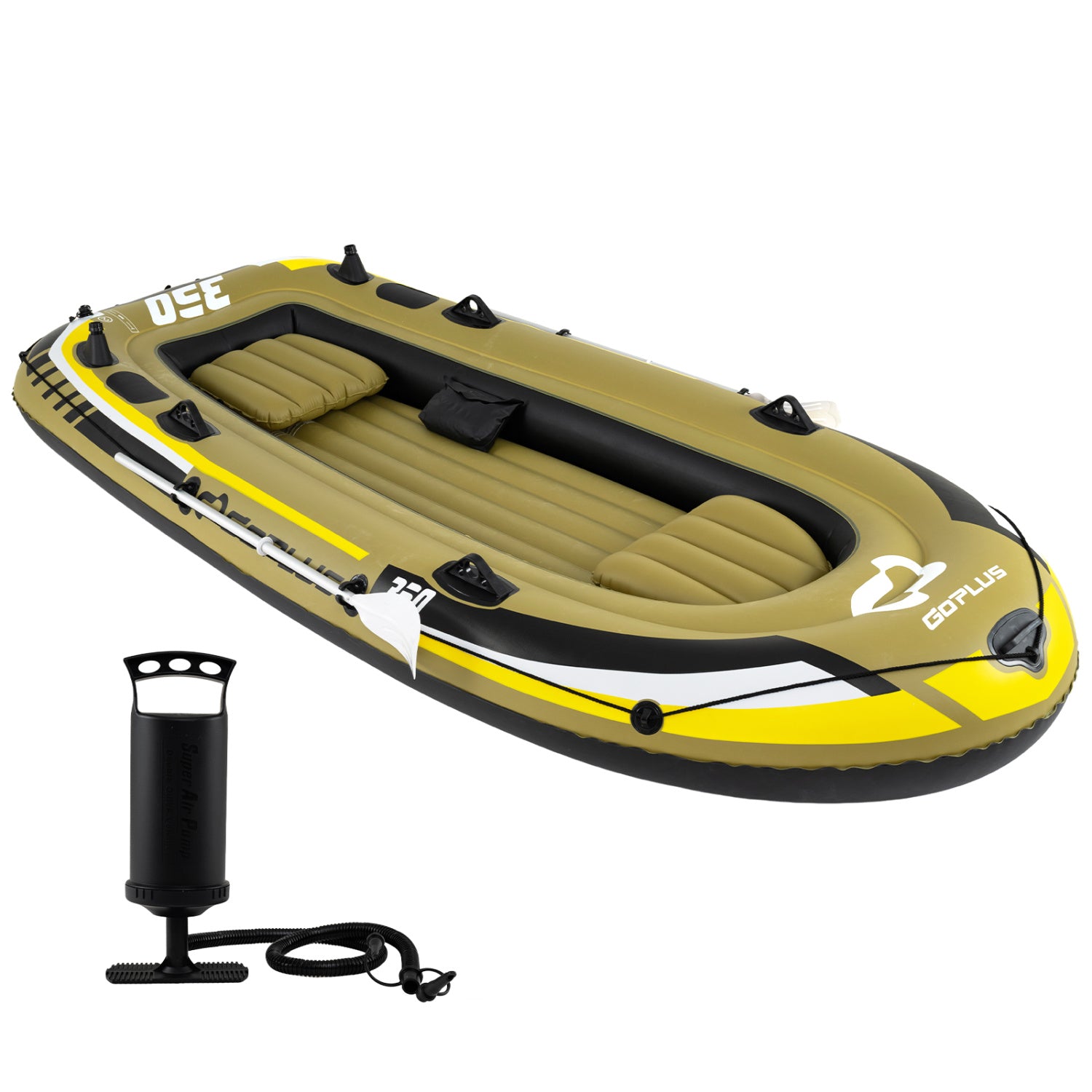 Heavy-Duty Inflatable Boat 4-Person Fishing Raft Set, Green Water Sports at Gallery Canada