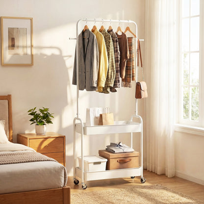 Heavy-Duty Laundry Cart, Hanging Rod, 2 Storage Baskets, White Clothing & Closet Storage at Gallery Canada