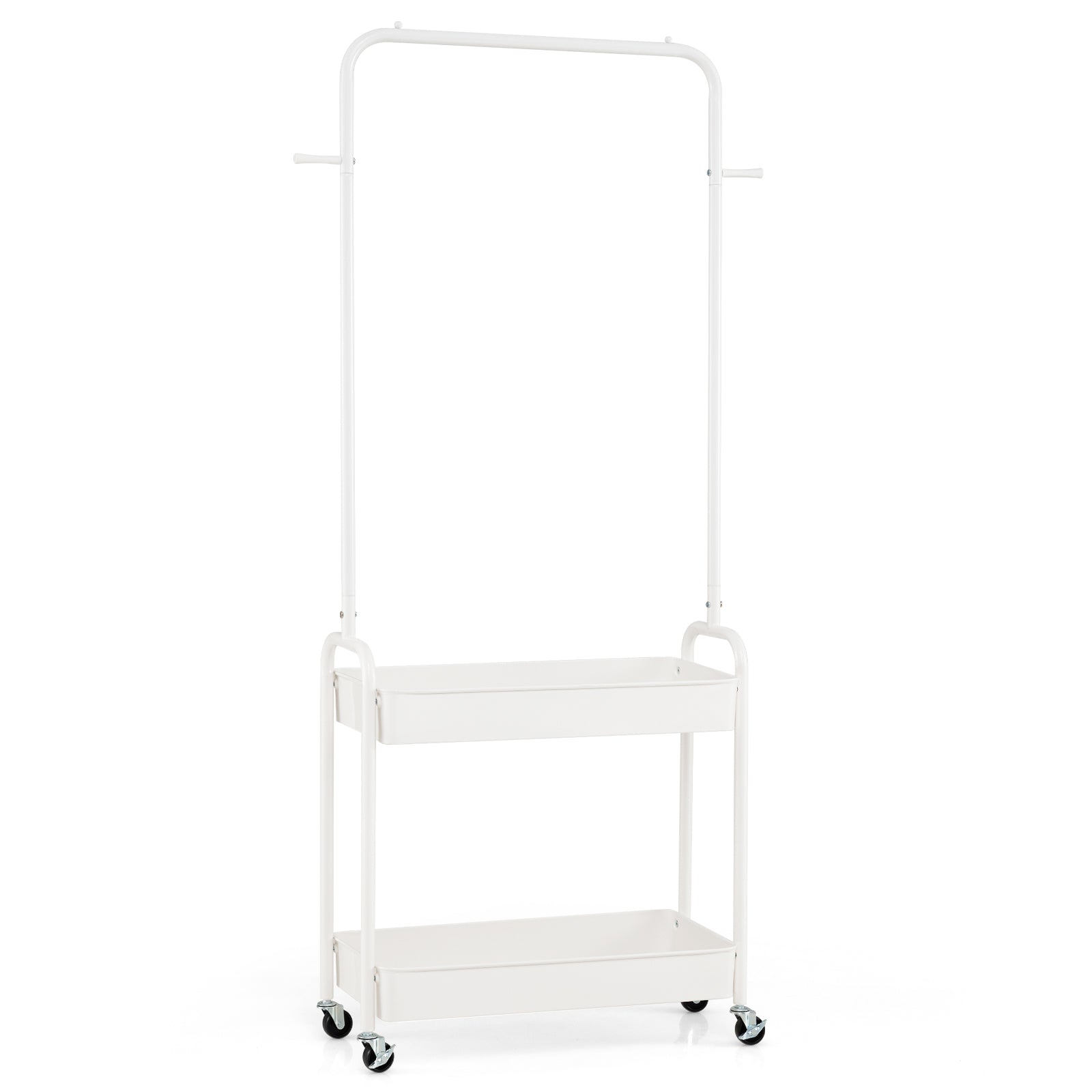 Heavy-Duty Laundry Cart, Hanging Rod, 2 Storage Baskets, White Clothing & Closet Storage at Gallery Canada