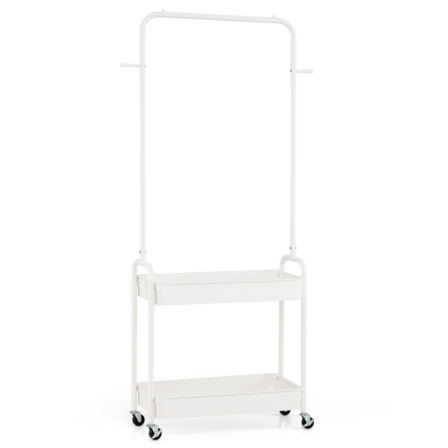 Heavy-Duty Laundry Cart, Hanging Rod, 2 Storage Baskets, White Clothing & Closet Storage at Gallery Canada