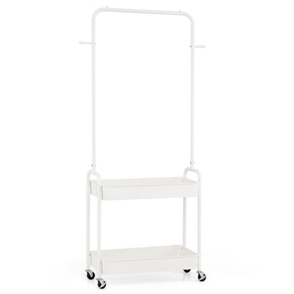 Heavy-Duty Laundry Cart, Hanging Rod, 2 Storage Baskets, White Clothing & Closet Storage at Gallery Canada