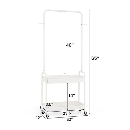Heavy-Duty Laundry Cart, Hanging Rod, 2 Storage Baskets, White Clothing & Closet Storage at Gallery Canada