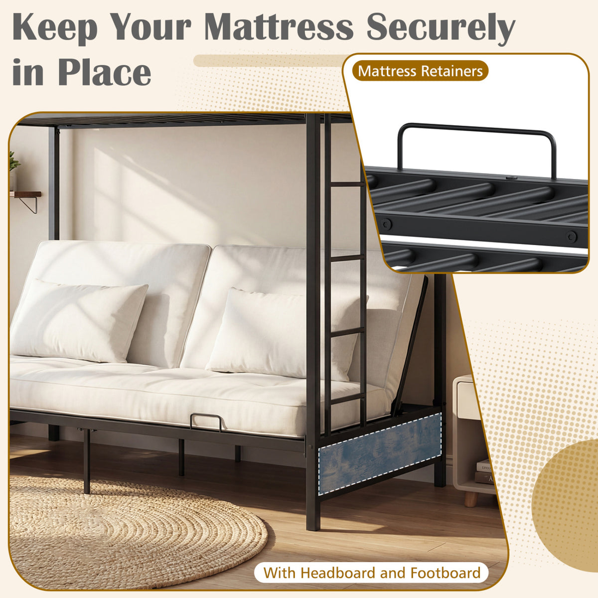 Heavy Duty Metal Bunk Bed Frame, Headboard, Footboard, Brown Bunk Bed Frame at Gallery Canada