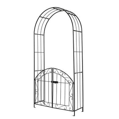 Heavy-Duty Metal Garden Arch with Gate and Safety Latch, Black Outdoor Decor Black at Gallery Canada