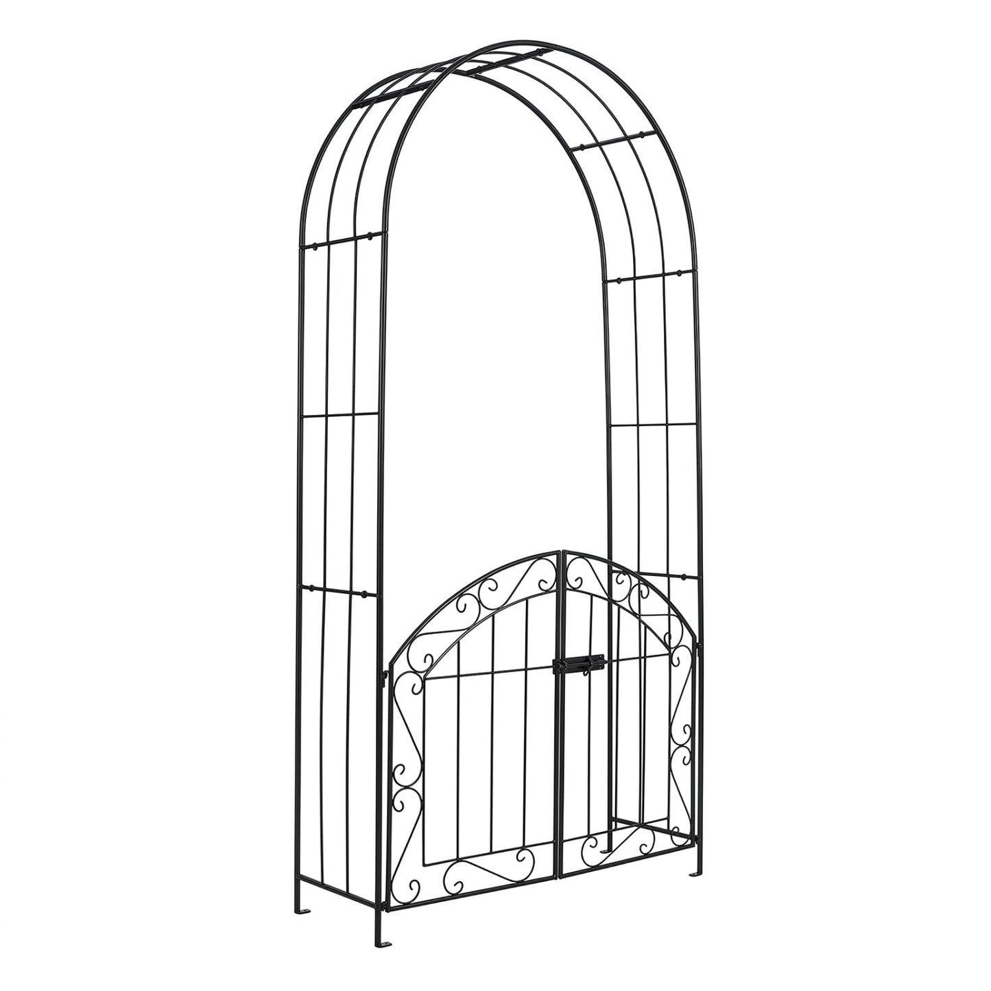 Heavy-Duty Metal Garden Arch with Gate and Safety Latch, Black Outdoor Decor at Gallery Canada