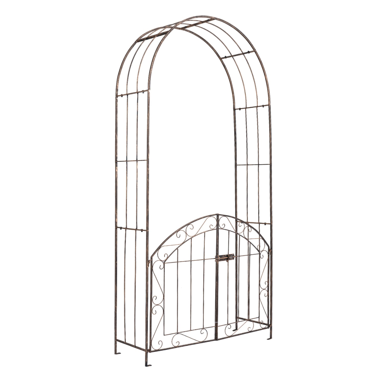 Heavy-Duty Metal Garden Arch with Gate and Safety Latch, Bronze Outdoor Decor Bronze at Gallery Canada