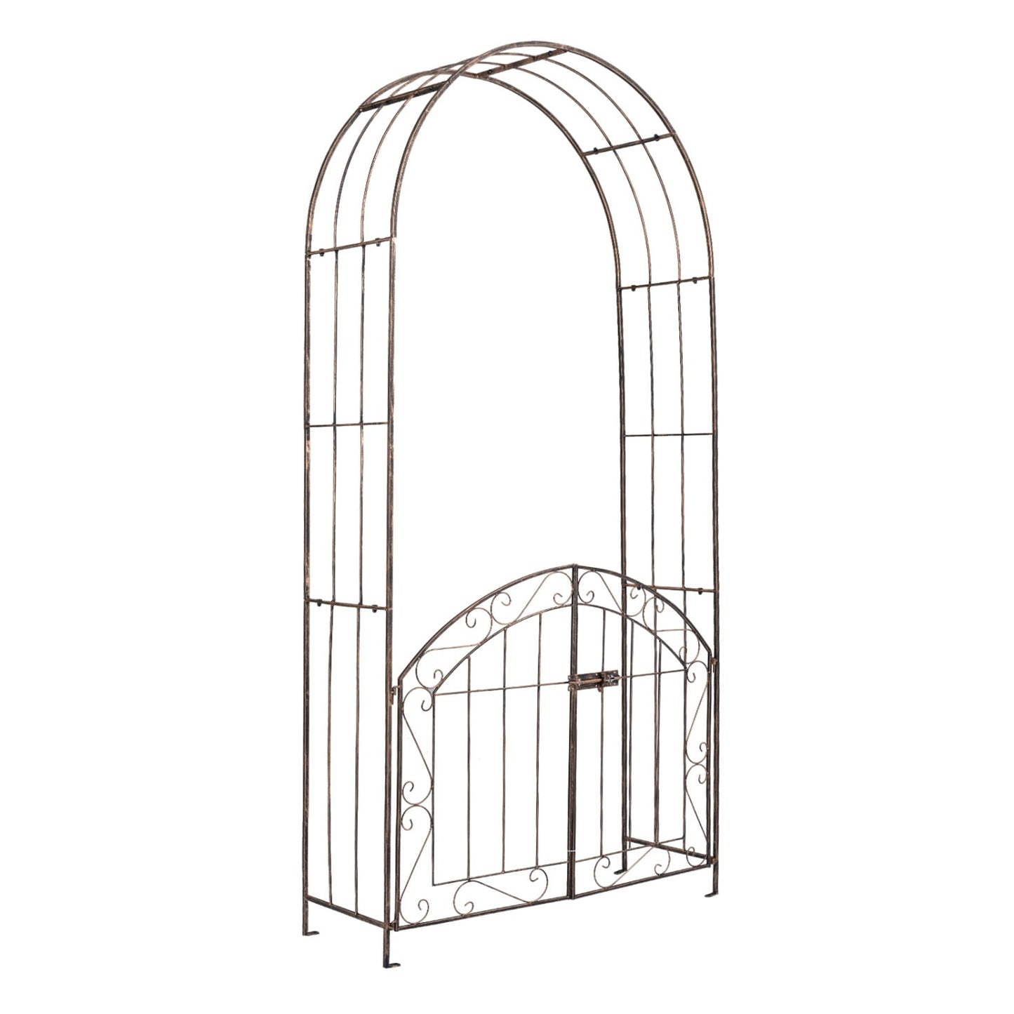 Heavy-Duty Metal Garden Arch with Gate and Safety Latch, Bronze Outdoor Decor Bronze at Gallery Canada