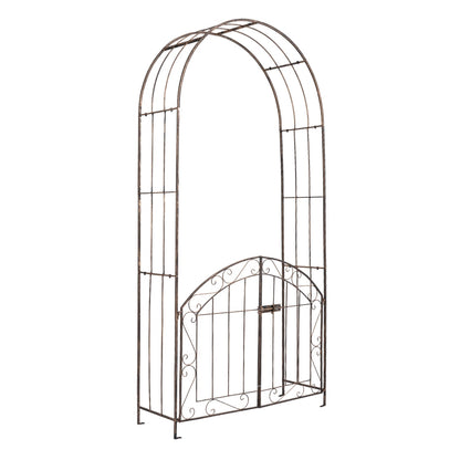 Heavy-Duty Metal Garden Arch with Gate and Safety Latch, Bronze Outdoor Decor Bronze at Gallery Canada