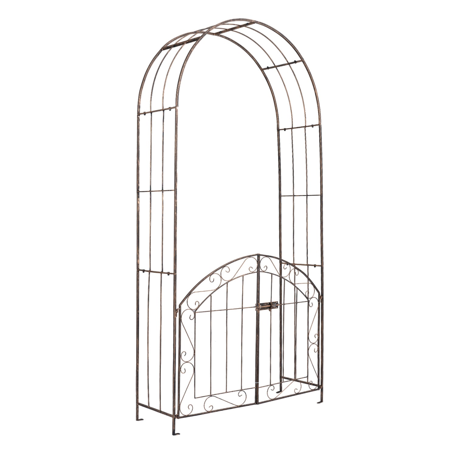 Heavy-Duty Metal Garden Arch with Gate and Safety Latch, Bronze Outdoor Decor at Gallery Canada