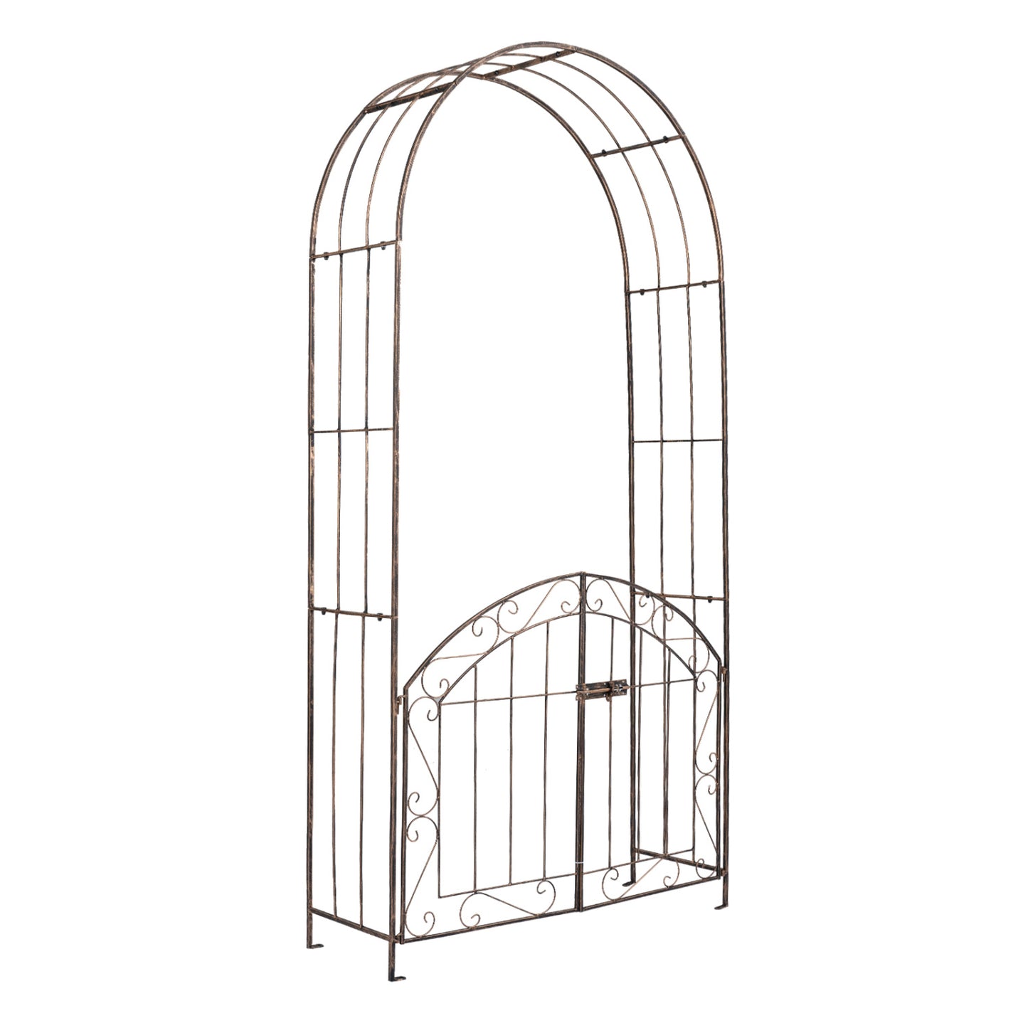 Heavy-Duty Metal Garden Arch with Gate and Safety Latch, Bronze Outdoor Decor at Gallery Canada