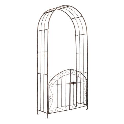 Heavy-Duty Metal Garden Arch with Gate and Safety Latch, Bronze Outdoor Decor at Gallery Canada