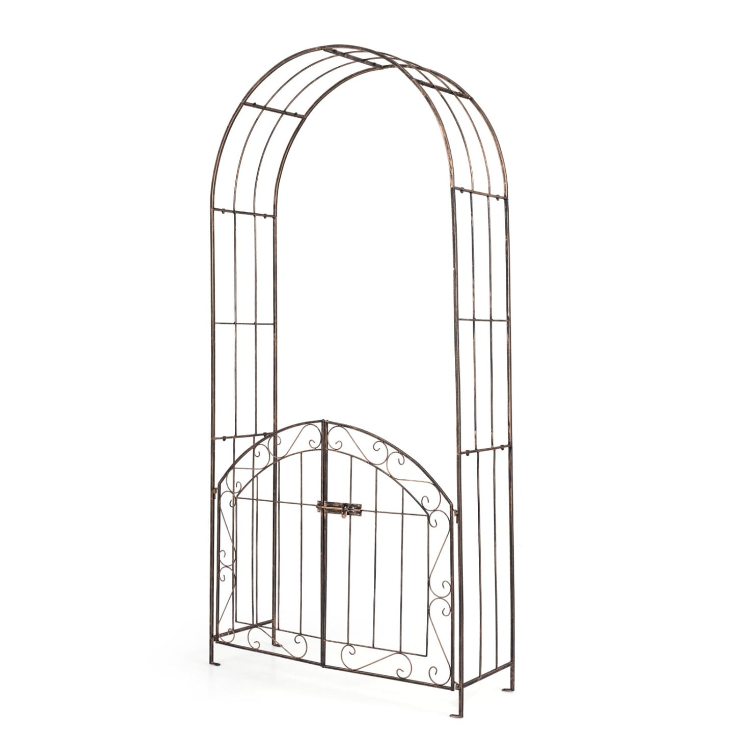 Heavy-Duty Metal Garden Arch with Gate and Safety Latch, Bronze Outdoor Decor at Gallery Canada