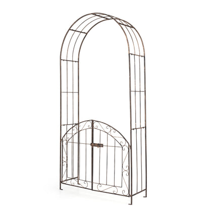 Heavy-Duty Metal Garden Arch with Gate and Safety Latch, Bronze Outdoor Decor at Gallery Canada