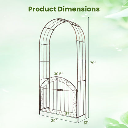 Heavy-Duty Metal Garden Arch with Gate and Safety Latch, Bronze Outdoor Decor at Gallery Canada