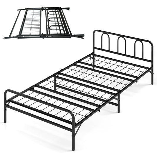 Heavy Duty Metal Twin Foldable Bed Frame, Black Folding Beds Black at Gallery Canada