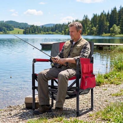 Heavy Duty Outdoor Camping Chair with Cup Holder and Side Pocket, Red Camping Furniture at Gallery Canada