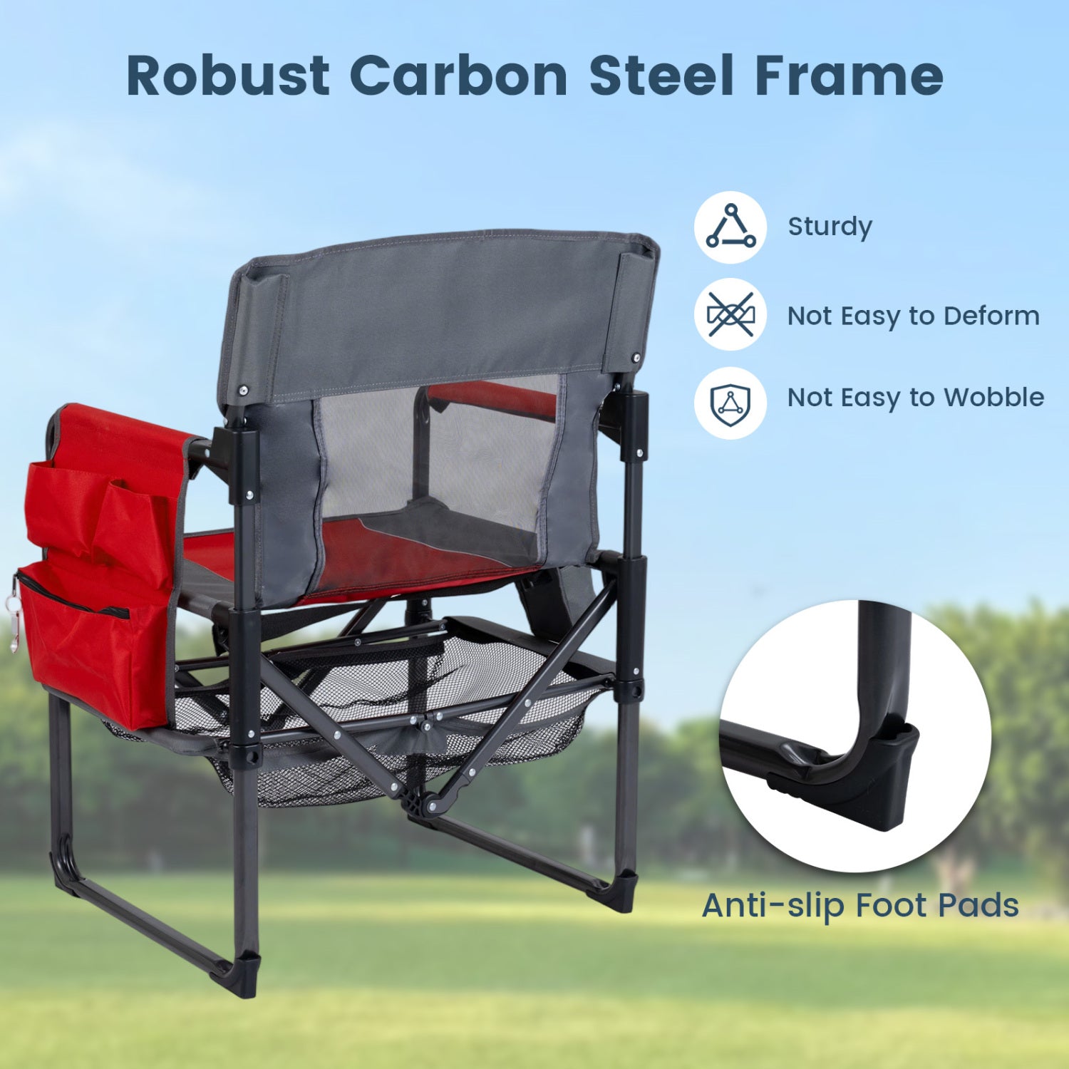Heavy Duty Outdoor Camping Chair with Cup Holder and Side Pocket, Red Camping Furniture at Gallery Canada