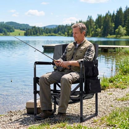 Heavy Duty Outdoor Camping Chair with Cup Holder and Bottle Opener, Black Camping Furniture at Gallery Canada