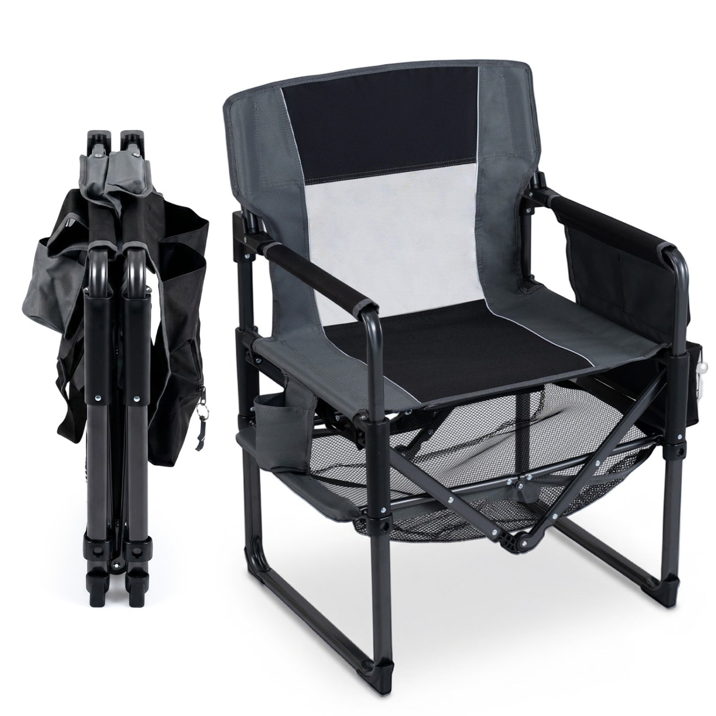 Heavy Duty Outdoor Camping Chair with Cup Holder and Bottle Opener, Black Camping Furniture at Gallery Canada