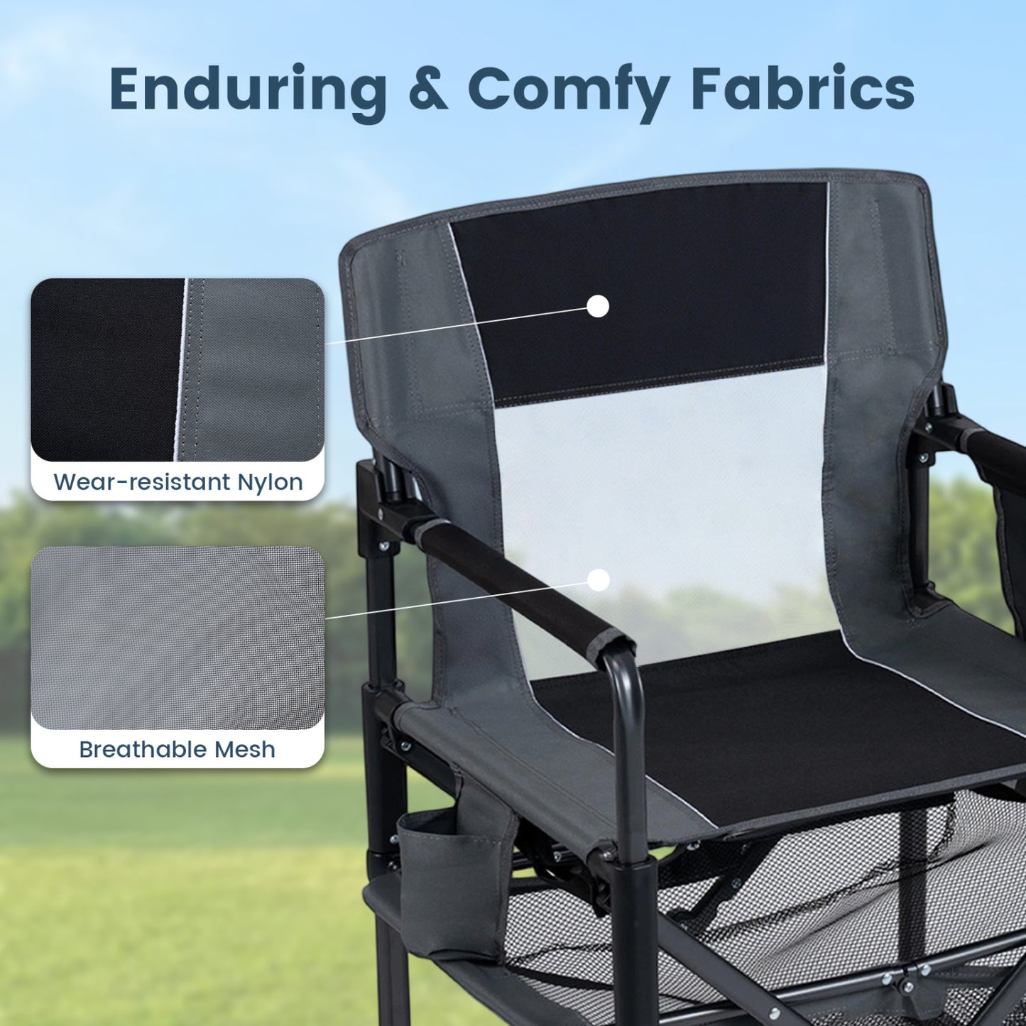 Heavy Duty Outdoor Camping Chair with Cup Holder and Bottle Opener, Black Camping Furniture at Gallery Canada