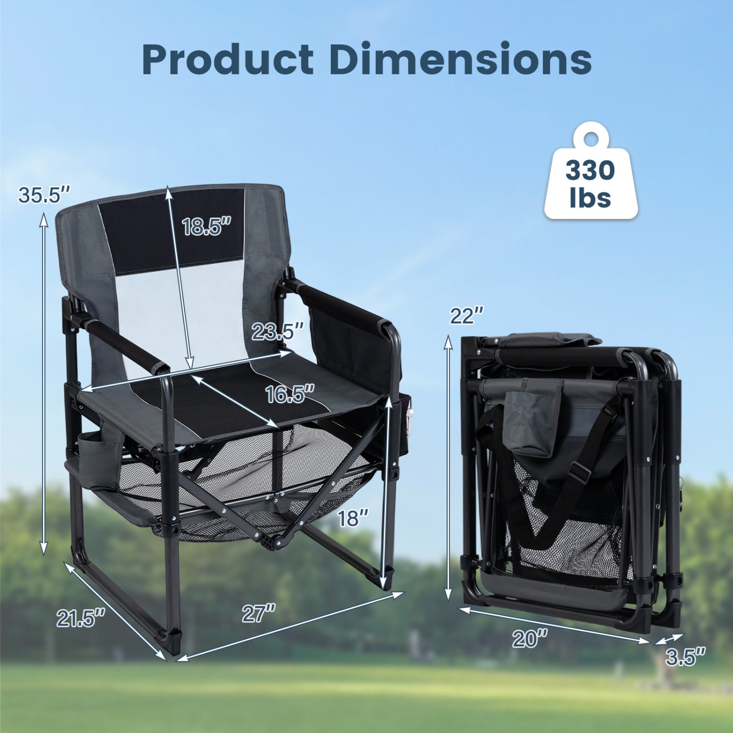 Heavy Duty Outdoor Camping Chair with Cup Holder and Bottle Opener, Black Camping Furniture at Gallery Canada
