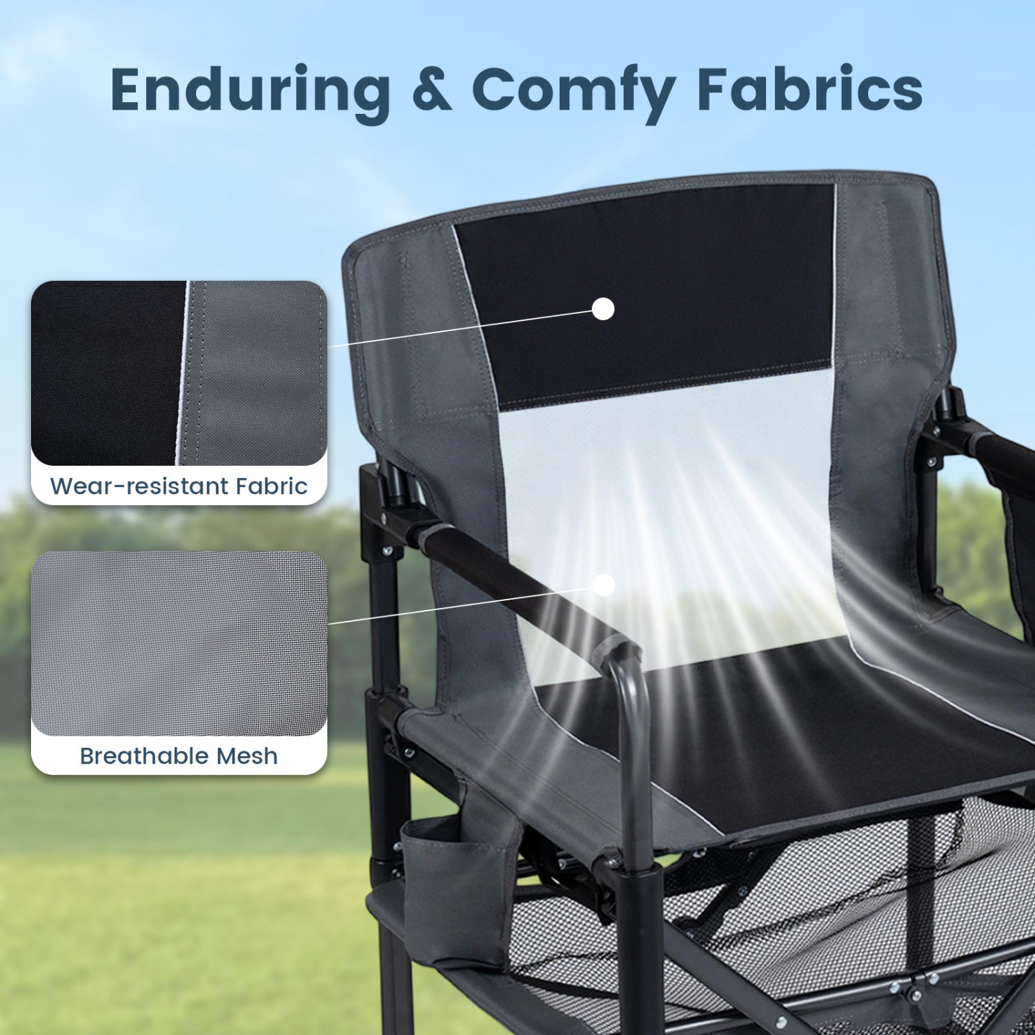 Heavy Duty Outdoor Camping Chair with Cup Holder and Bottle Opener, Black Camping Furniture at Gallery Canada