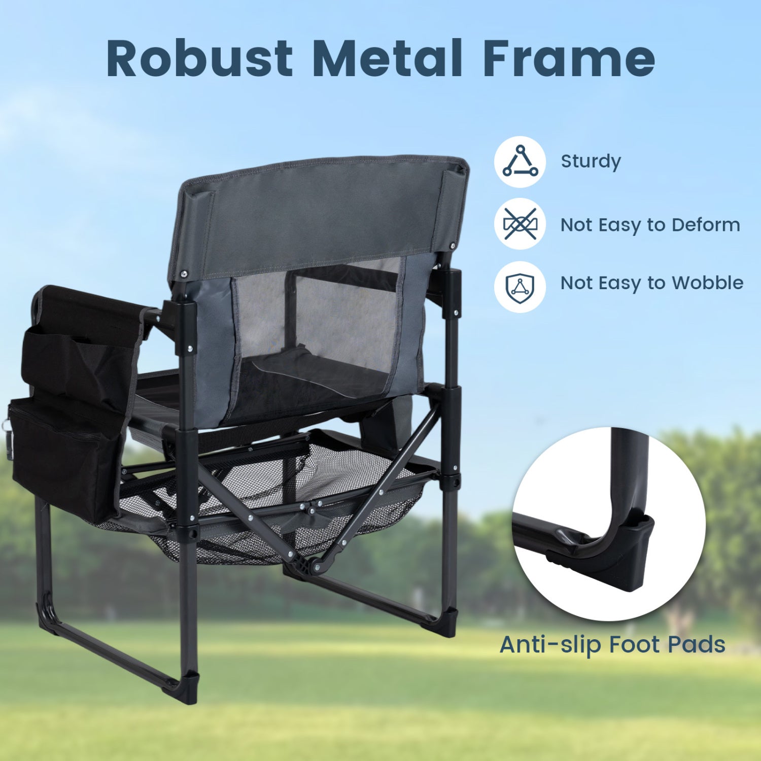 Heavy Duty Outdoor Camping Chair with Cup Holder and Bottle Opener, Black Camping Furniture at Gallery Canada